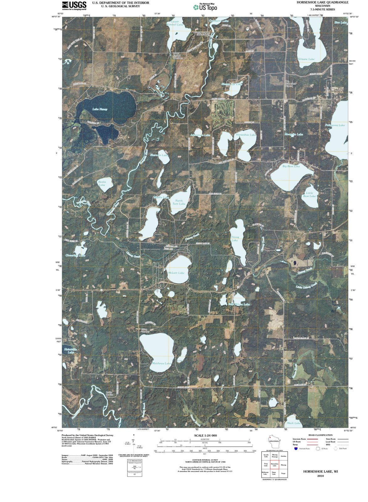 2010 Horseshoe Lake, WI - Wisconsin - USGS Topographic Map