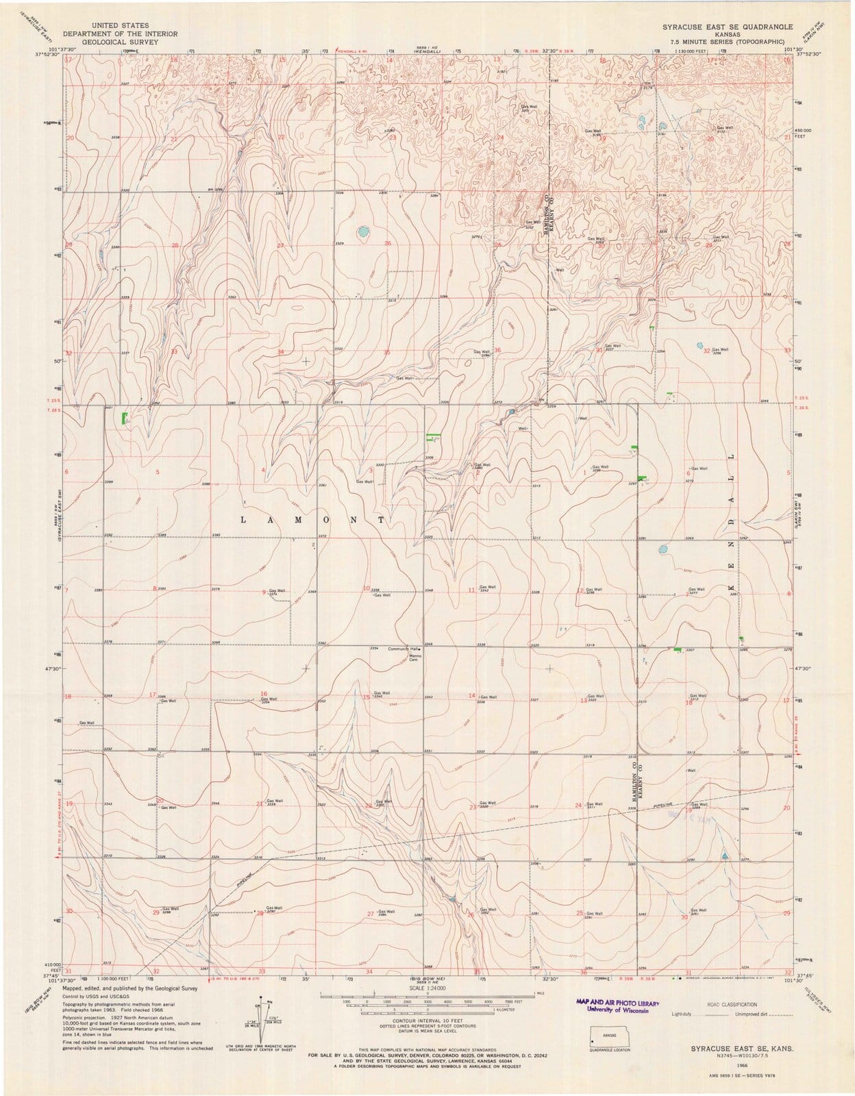 1966 Syracuse East, KS - Kansas - USGS Topographic Map
