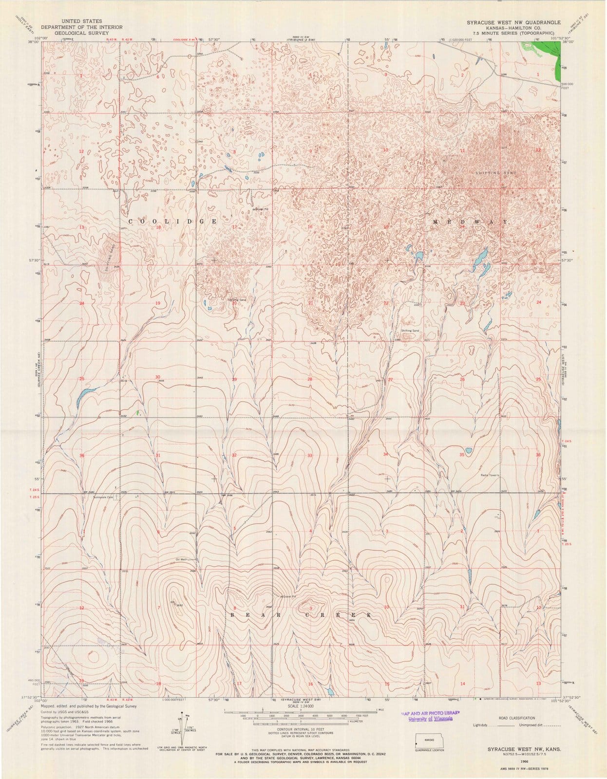 1966 Syracuse West, KS - Kansas - USGS Topographic Map