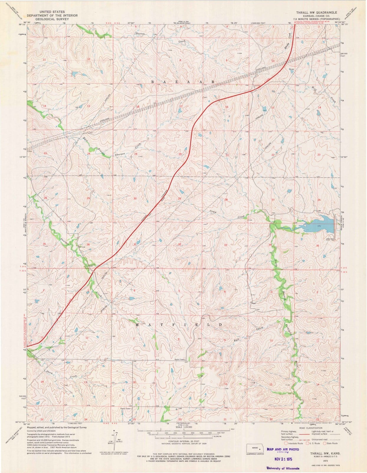 1973 Thrall, KS - Kansas - USGS Topographic Map