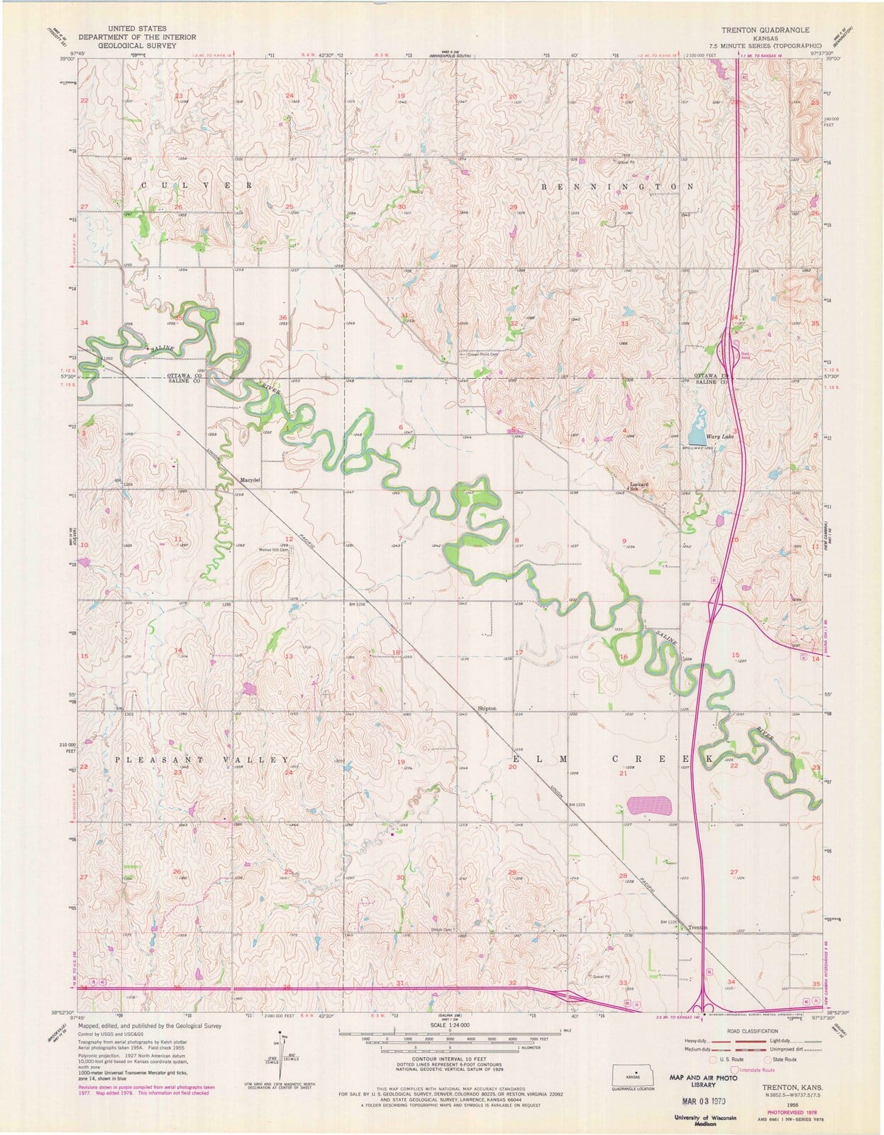 1955 Trenton, KS - Kansas - USGS Topographic Map