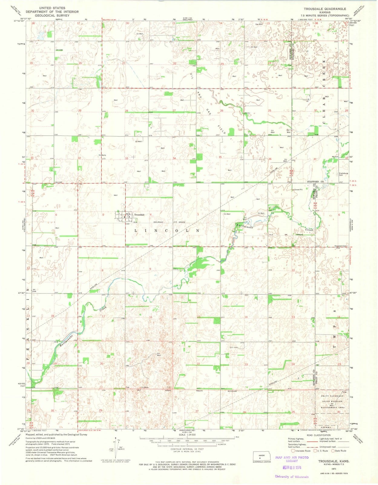1971 Trousdale, KS - Kansas - USGS Topographic Map
