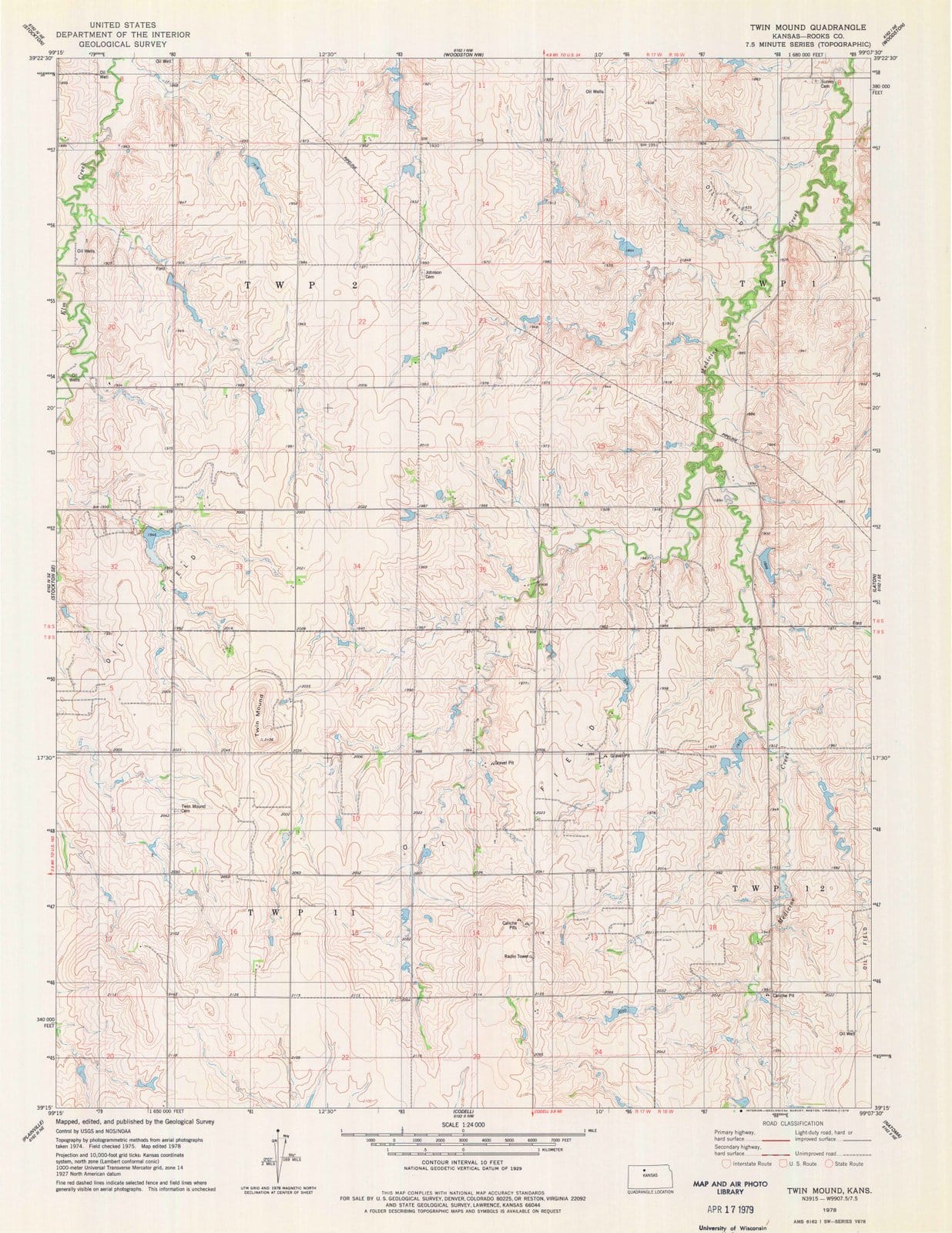 1978 Twin Mound, KS - Kansas - USGS Topographic Map
