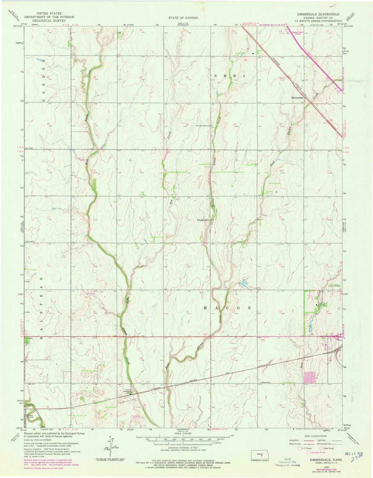 1959 Zimmerdale, KS - Kansas - USGS Topographic Map