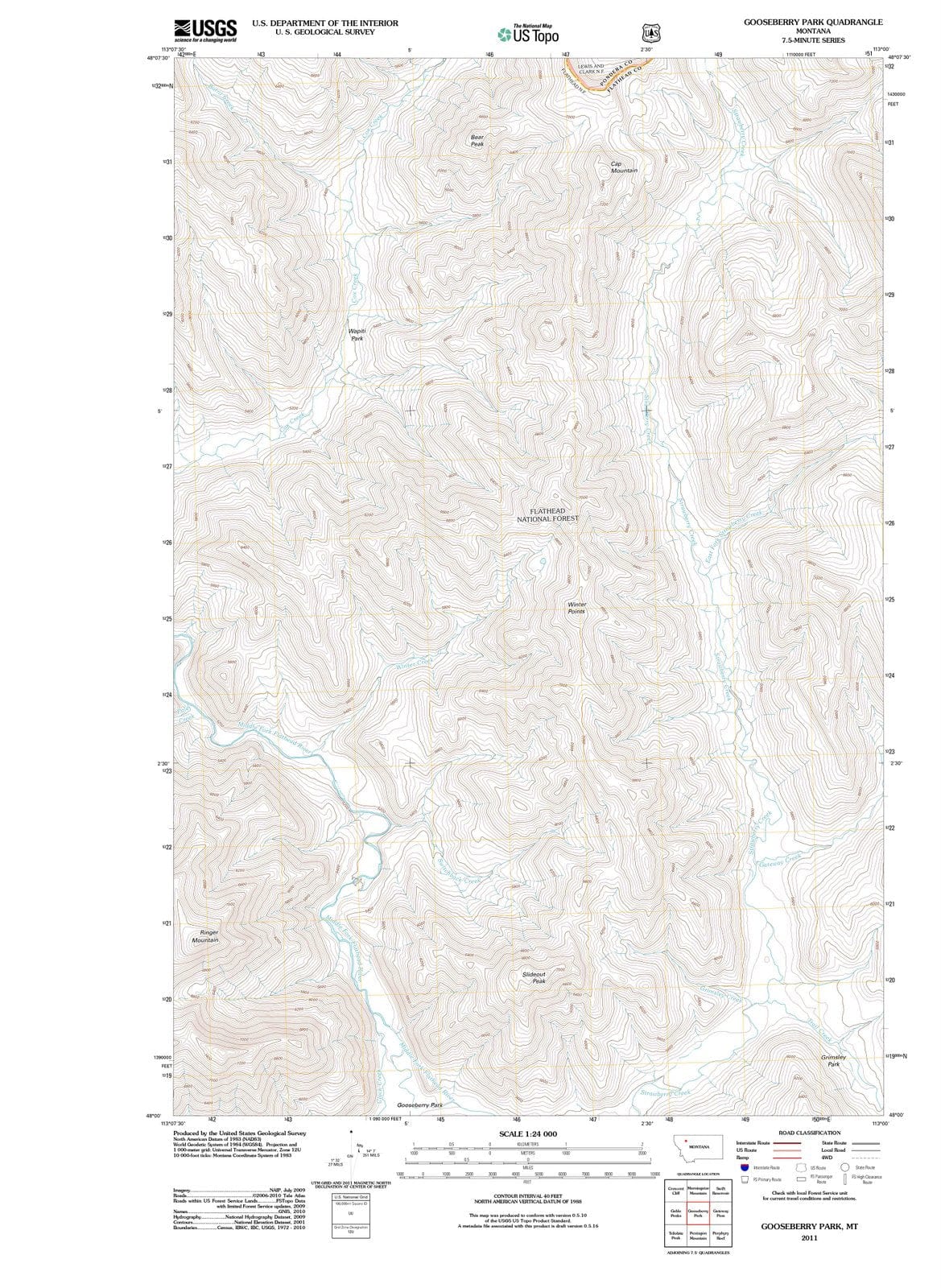 2011 Gooseberry Park, MT - Montana - USGS Topographic Map