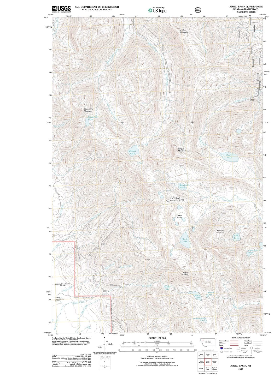 2011 Jewel Basin, MT - Montana - USGS Topographic Map