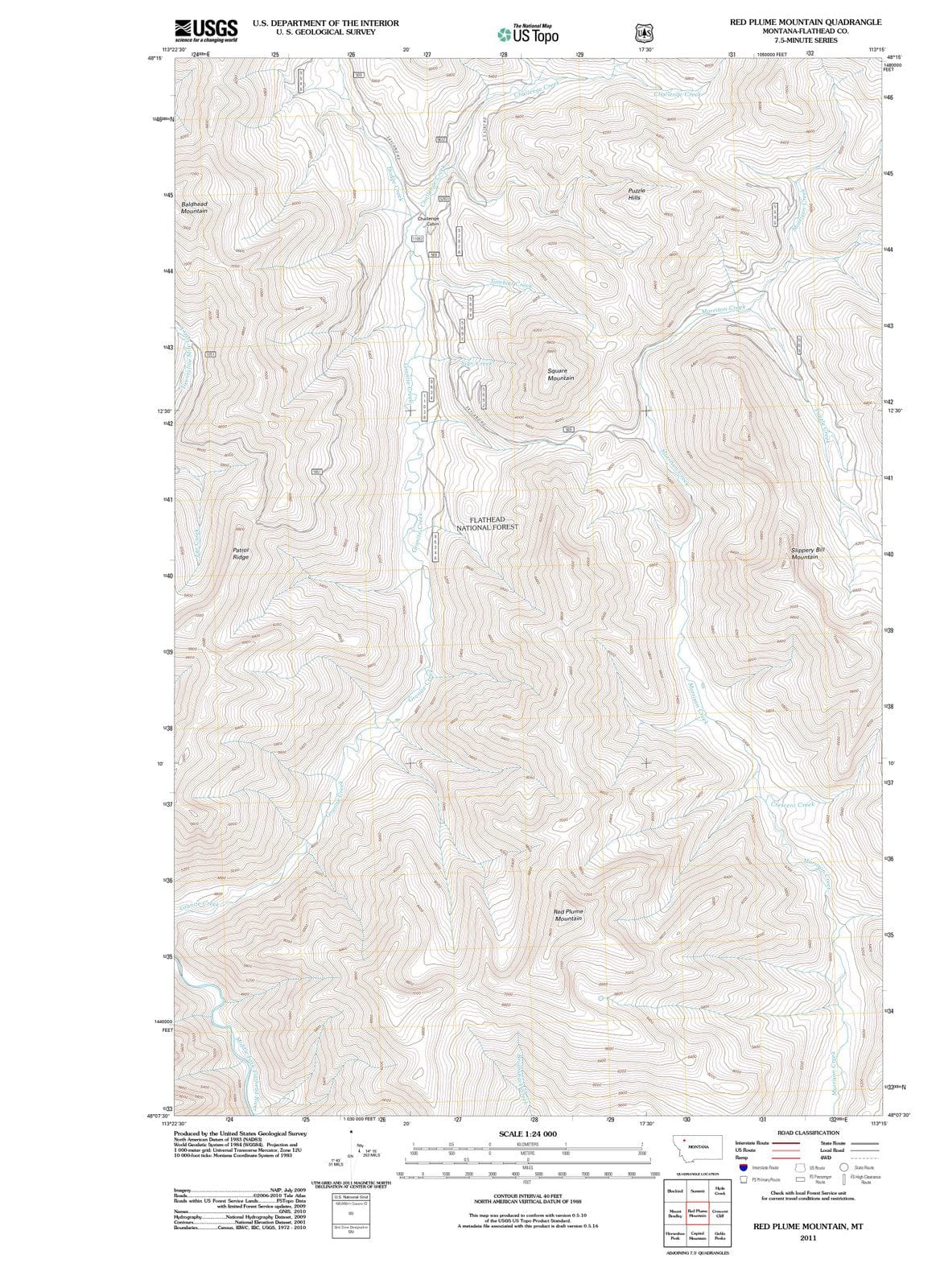 2011 Red Plume Mountain, MT - Montana - USGS Topographic Map