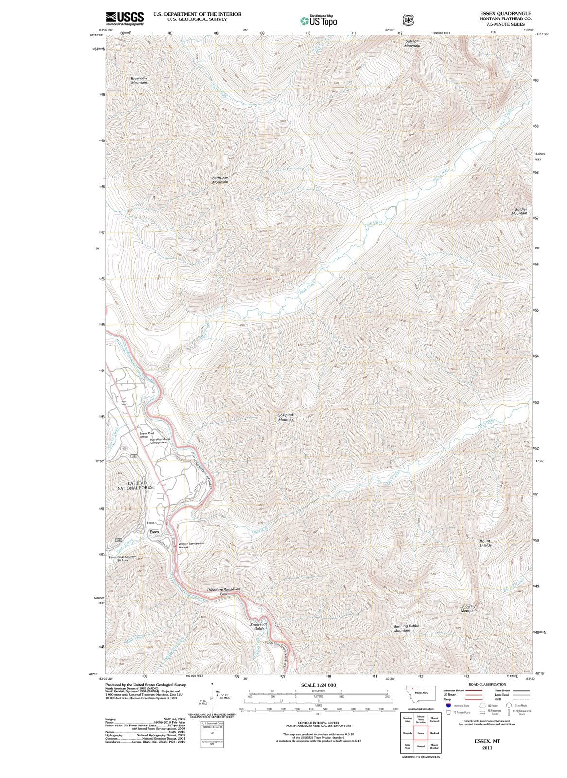 2011 Essex, MT - Montana - USGS Topographic Map