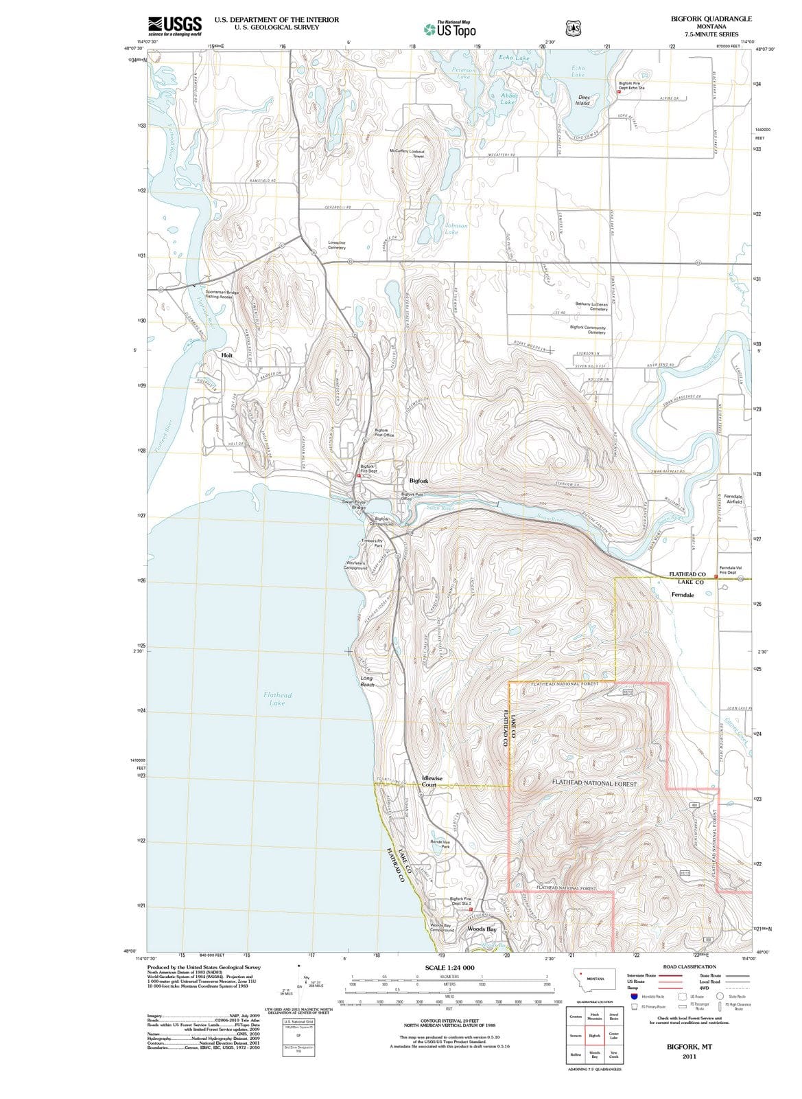 2011 Bigfork, MT - Montana - USGS Topographic Map