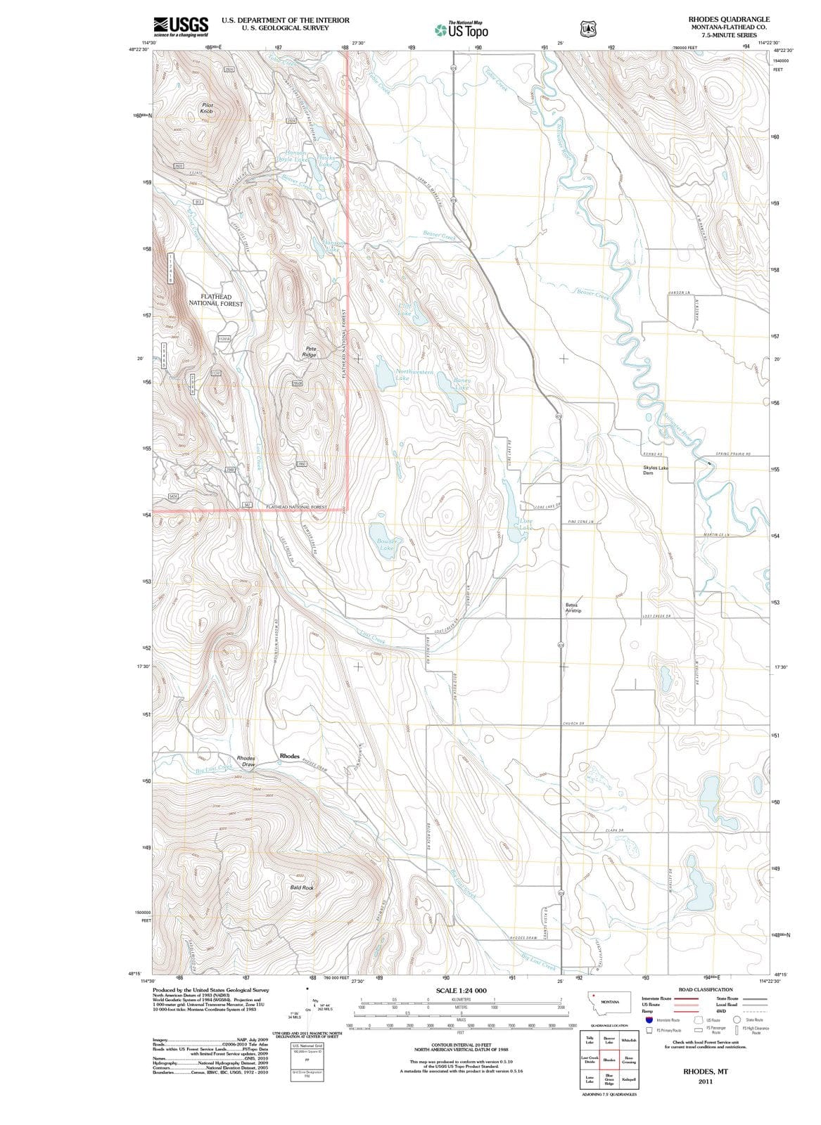 2011 Rhodes, MT - Montana - USGS Topographic Map
