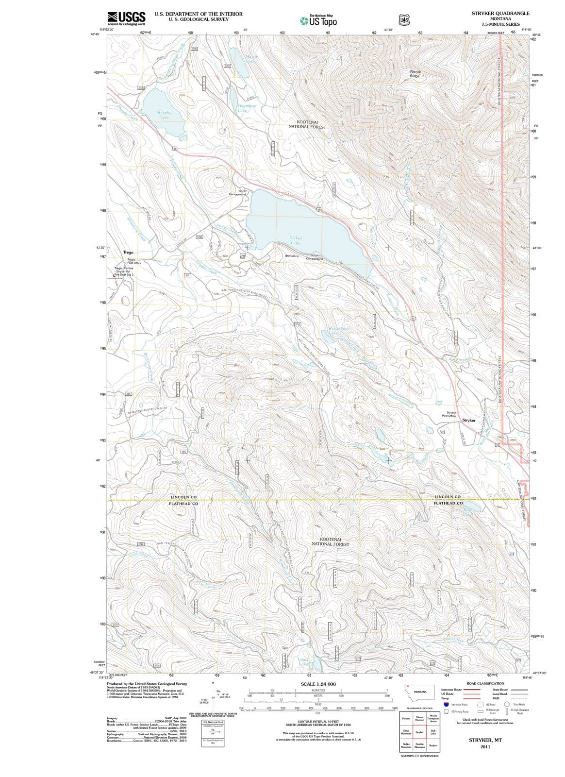 2011 Stryker, MT - Montana - USGS Topographic Map