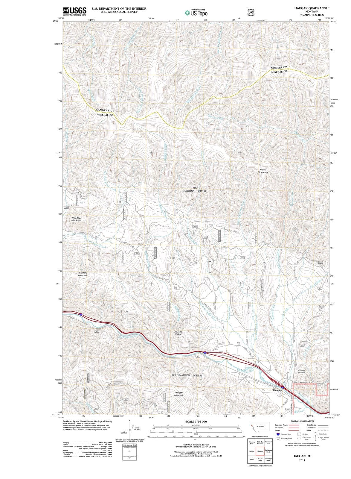 2011 Haugan, MT - Montana - USGS Topographic Map