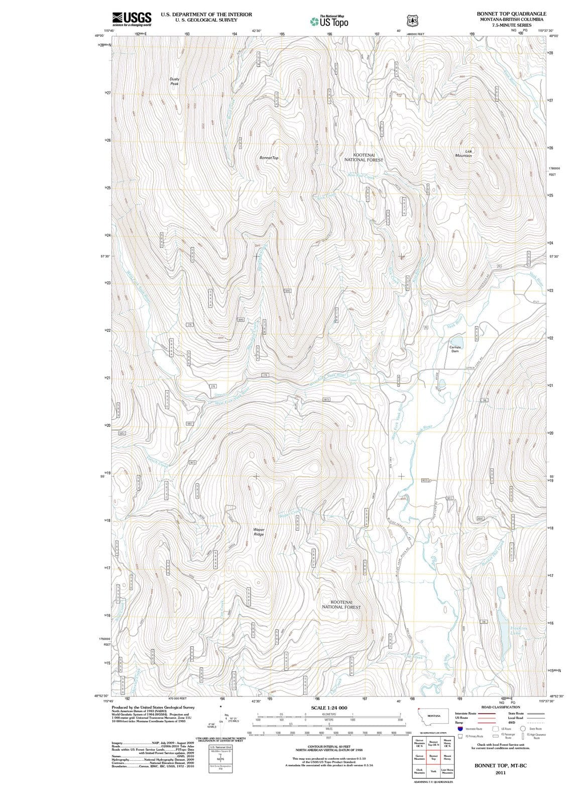 2011 Bonnet Top, MT - Montana - USGS Topographic Map