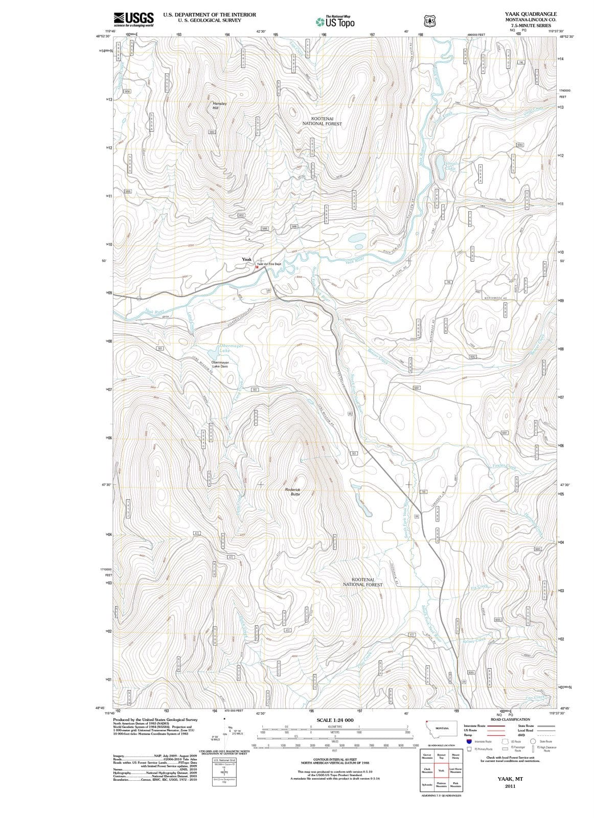 2011 Yaak, MT - Montana - USGS Topographic Map