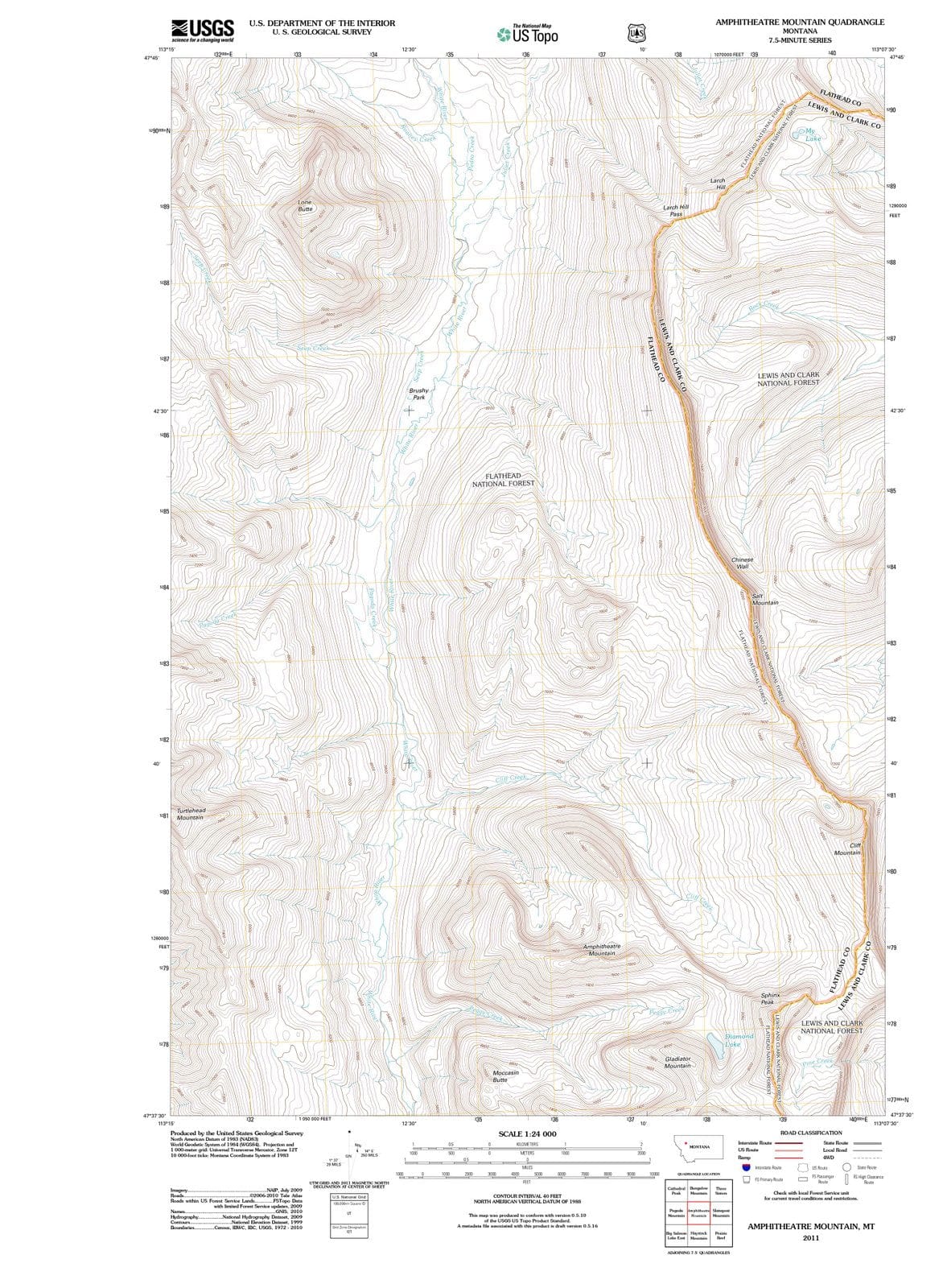 2011 Amphitheatre Mountain, MT - Montana - USGS Topographic Map