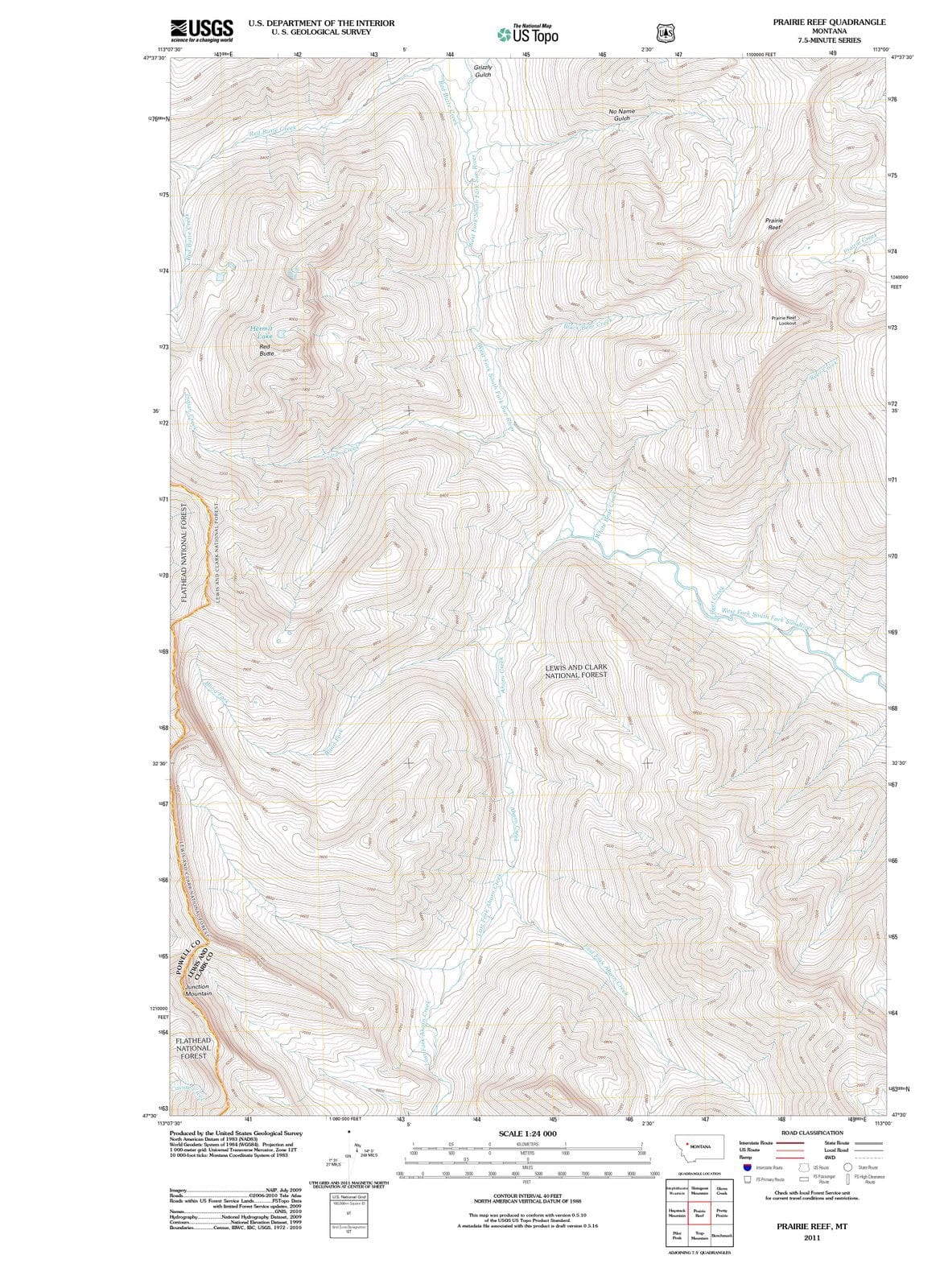 2011 Prairie Reef, MT - Montana - USGS Topographic Map
