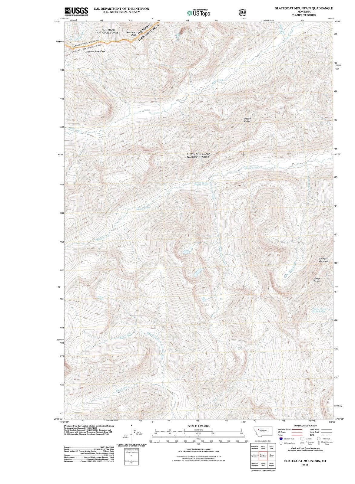 2011 Slategoat Mountain, MT - Montana - USGS Topographic Map