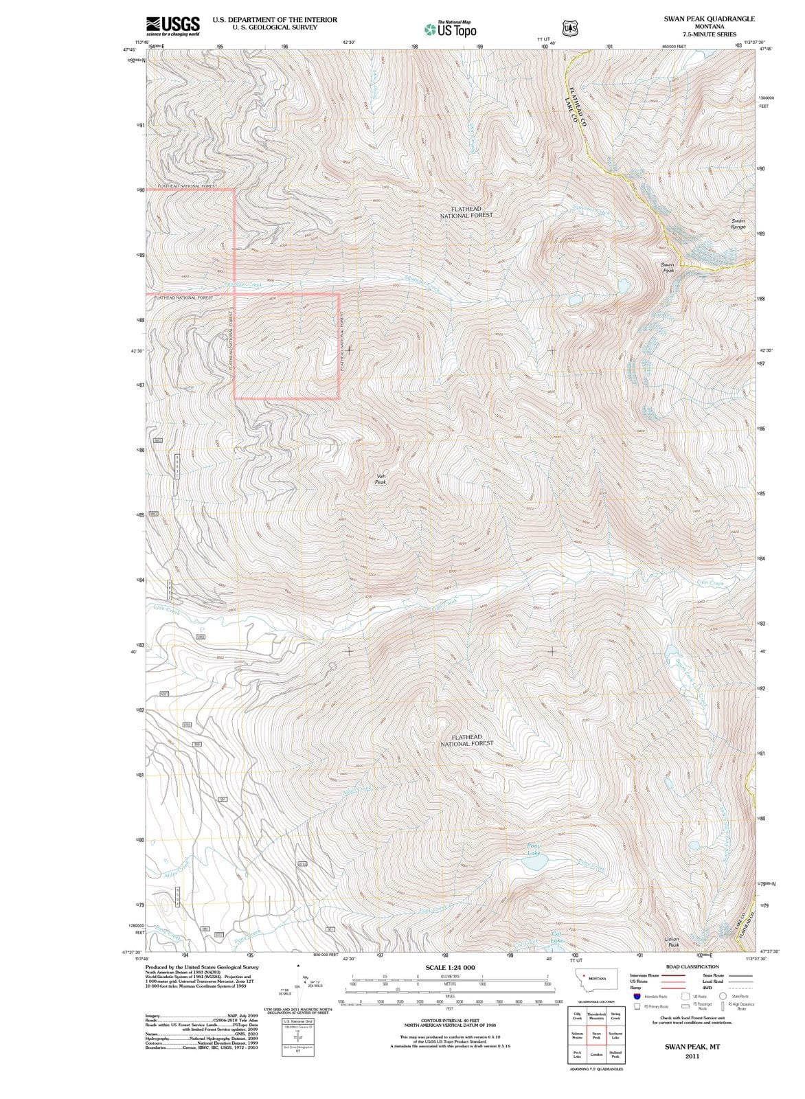 2011 Swan Peak, MT - Montana - USGS Topographic Map