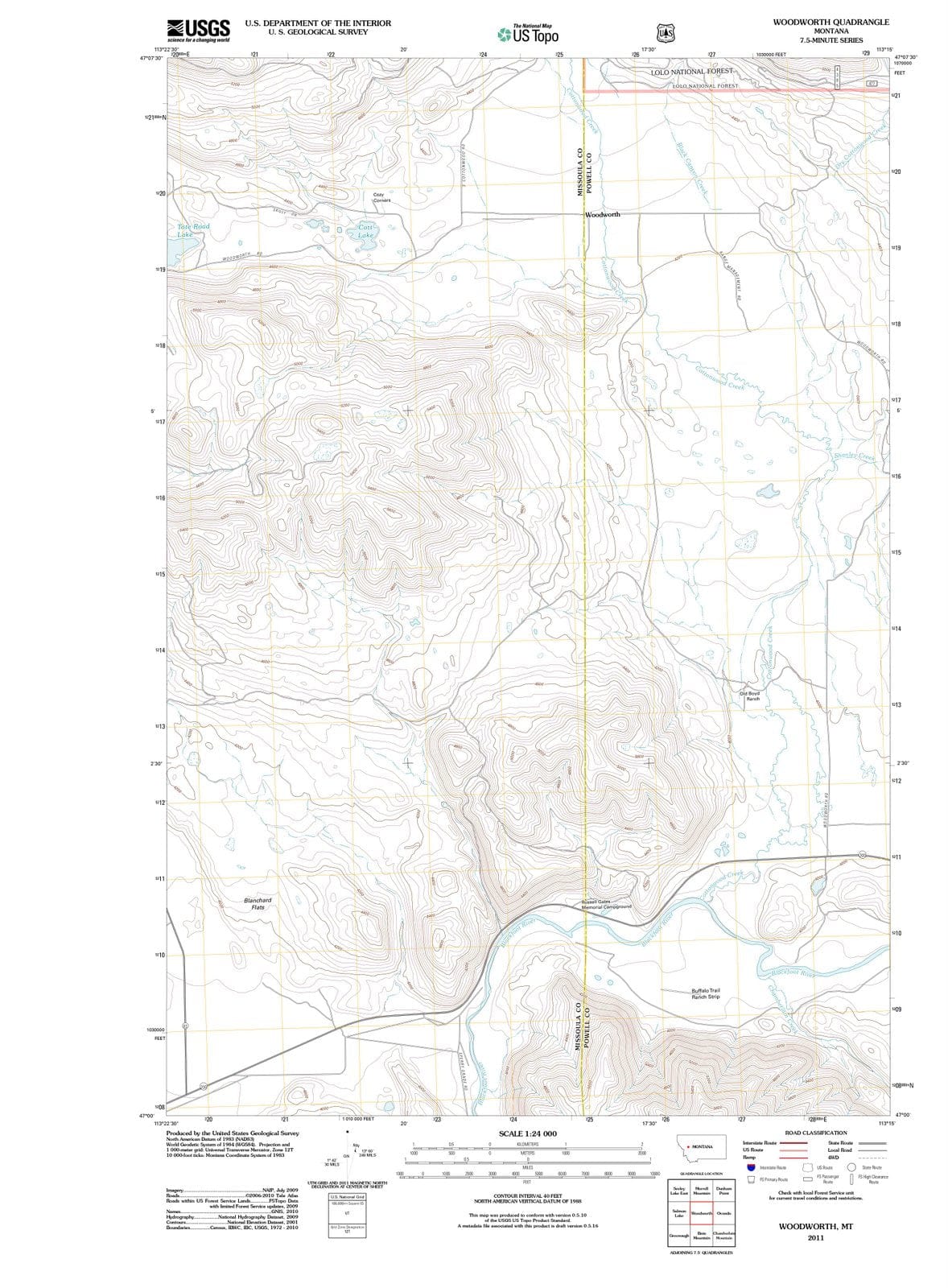2011 Woodworth, MT - Montana - USGS Topographic Map