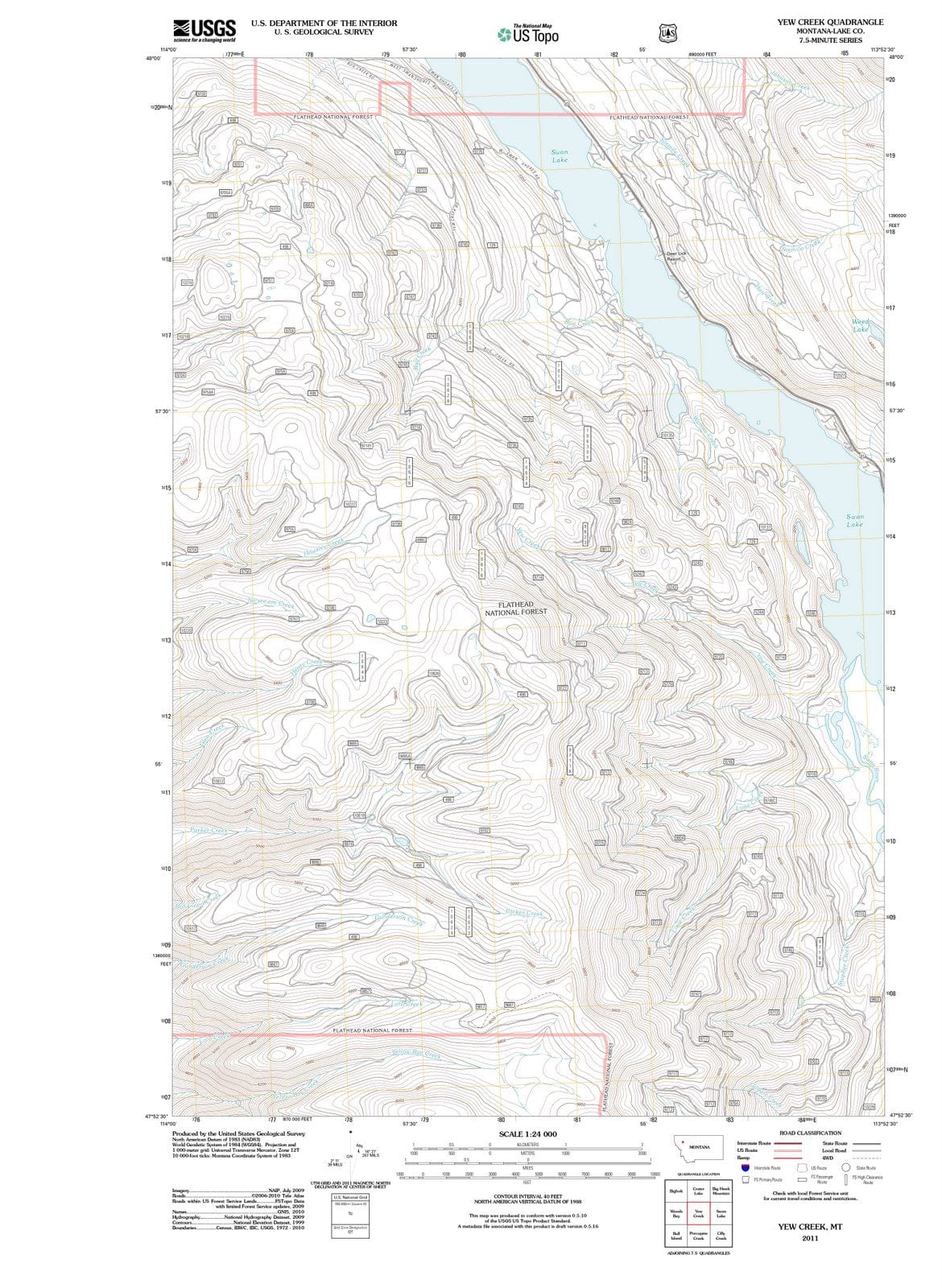 2011 Yew Creek, MT - Montana - USGS Topographic Map