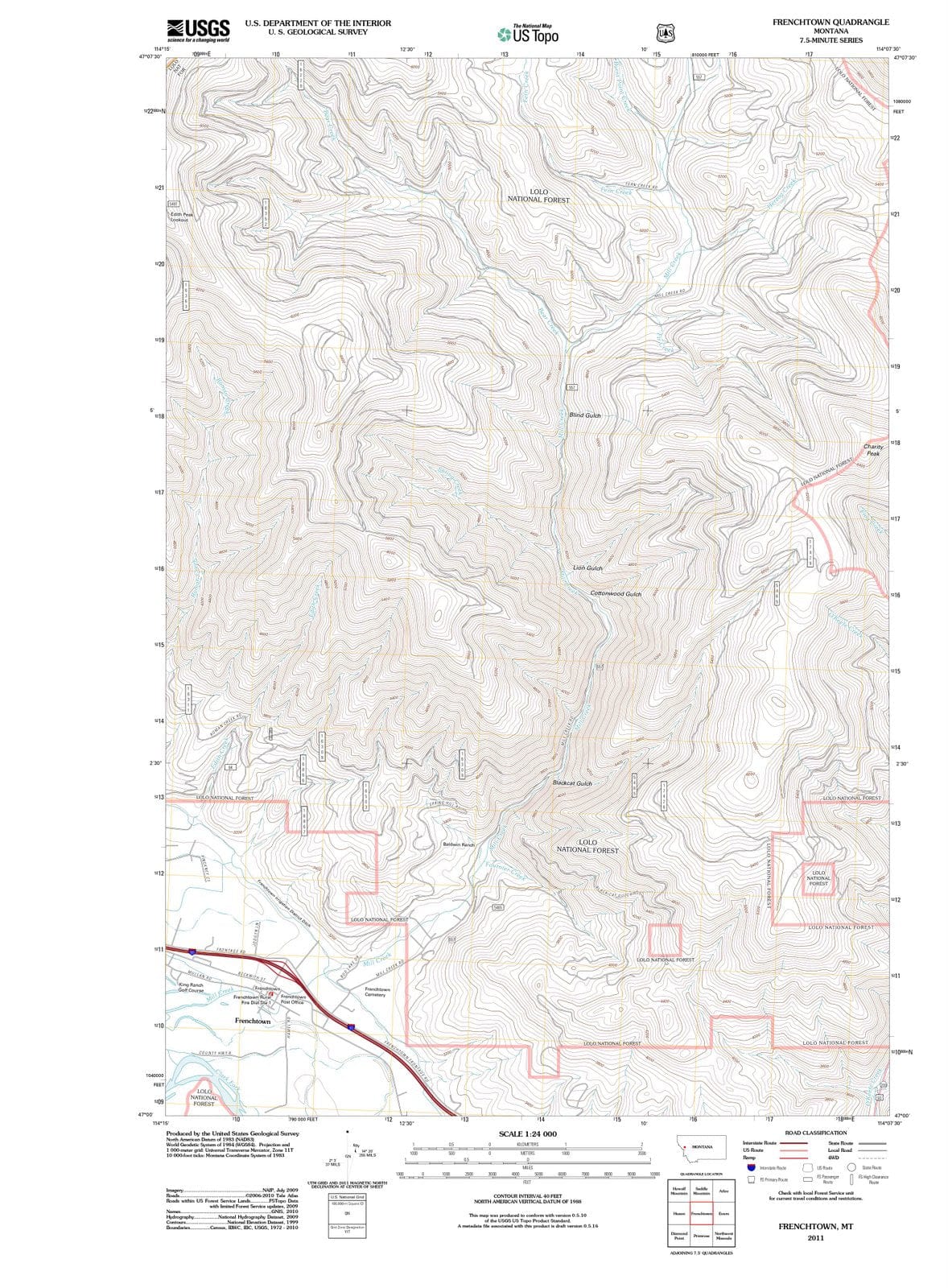 2011 Frenchtown, MT - Montana - USGS Topographic Map