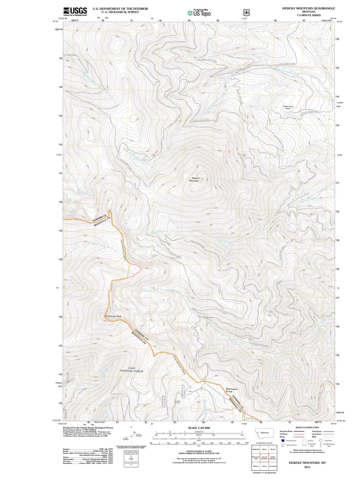 2011 Hewolf Mountain, MT - Montana - USGS Topographic Map