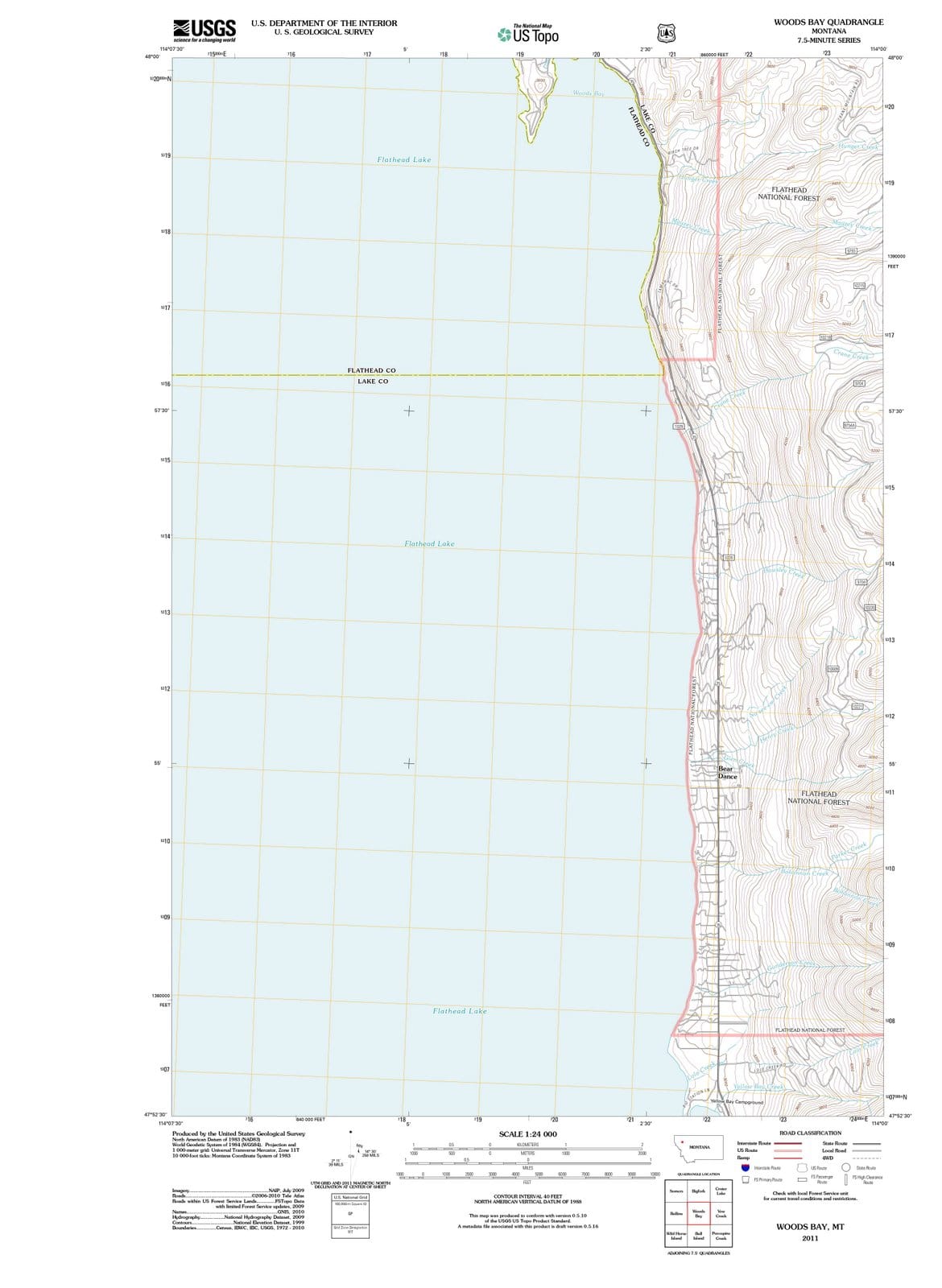 2011 Woods Bay, MT - Montana - USGS Topographic Map