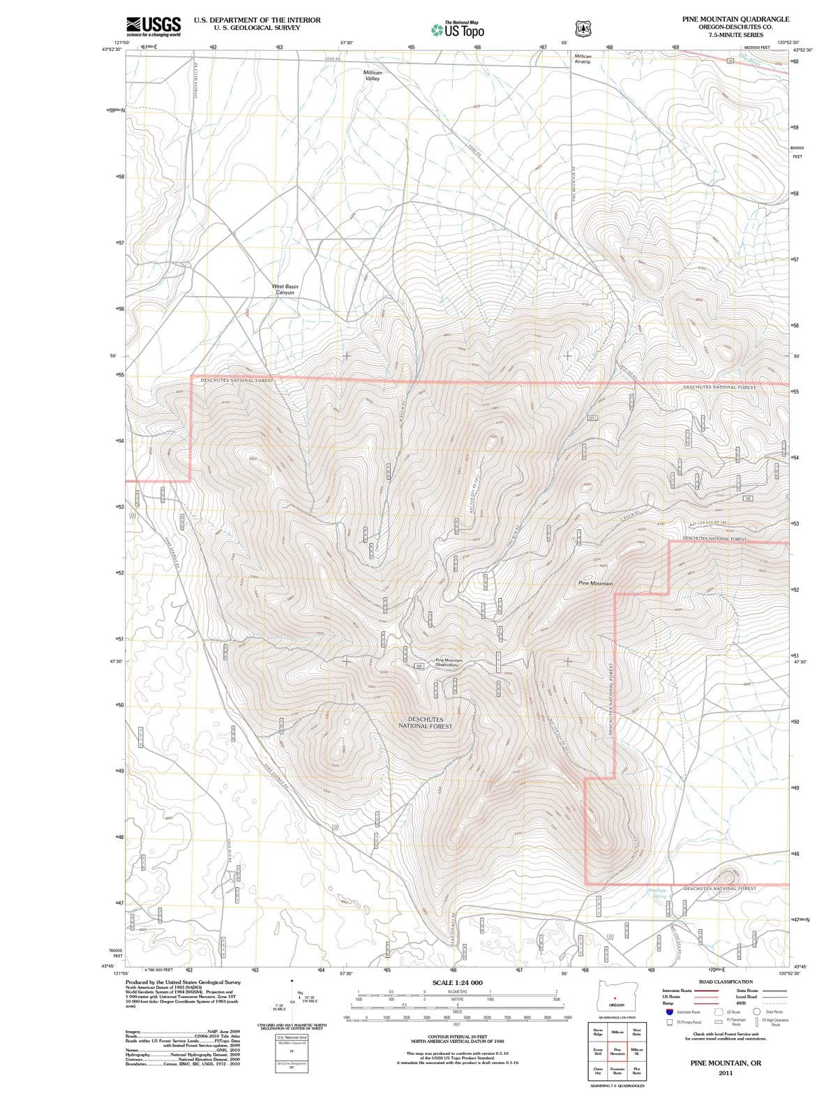 2011 Pine Mountain, OR - Oregon - USGS Topographic Map