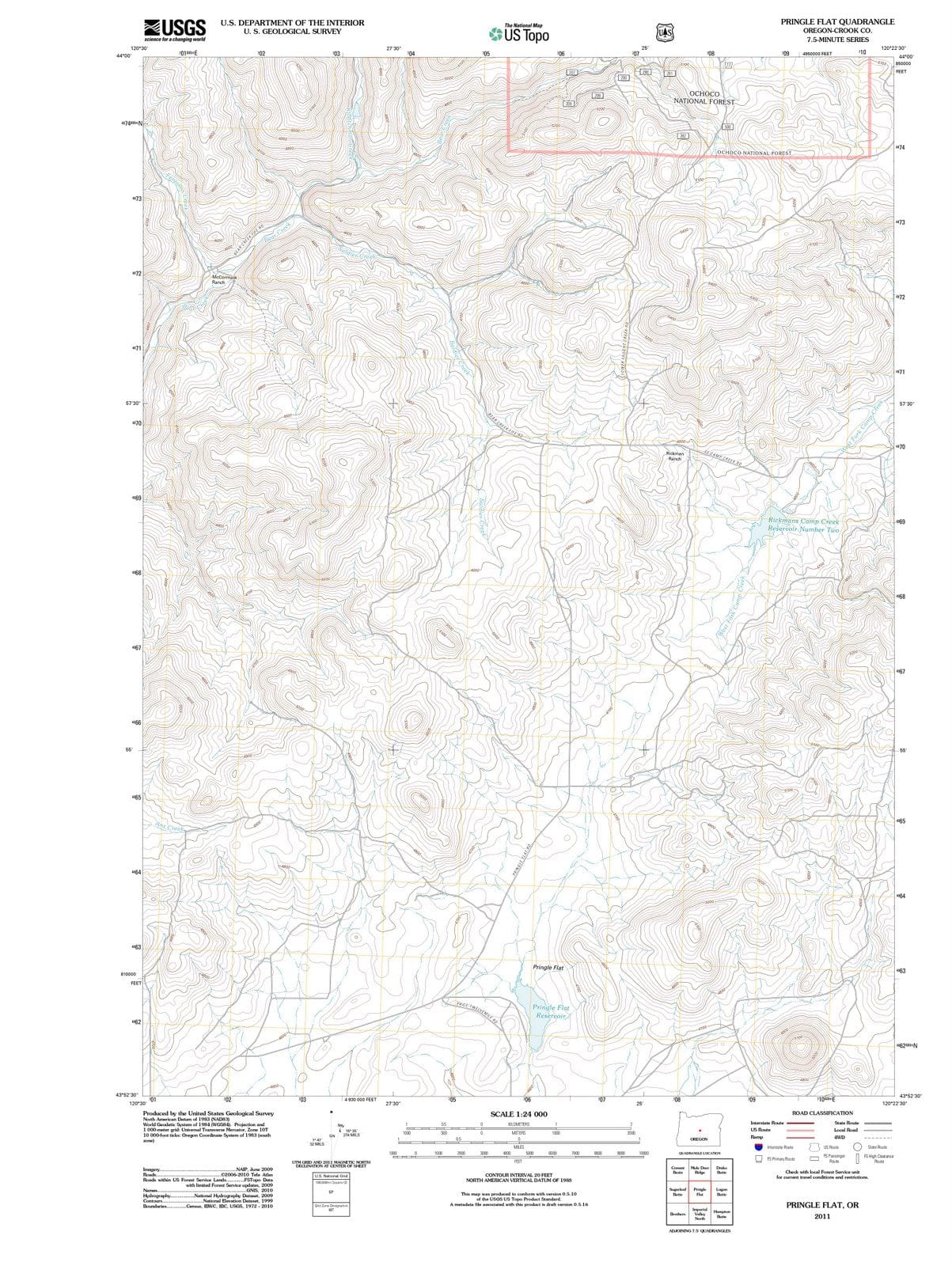 2011 Pringle Flat, OR - Oregon - USGS Topographic Map