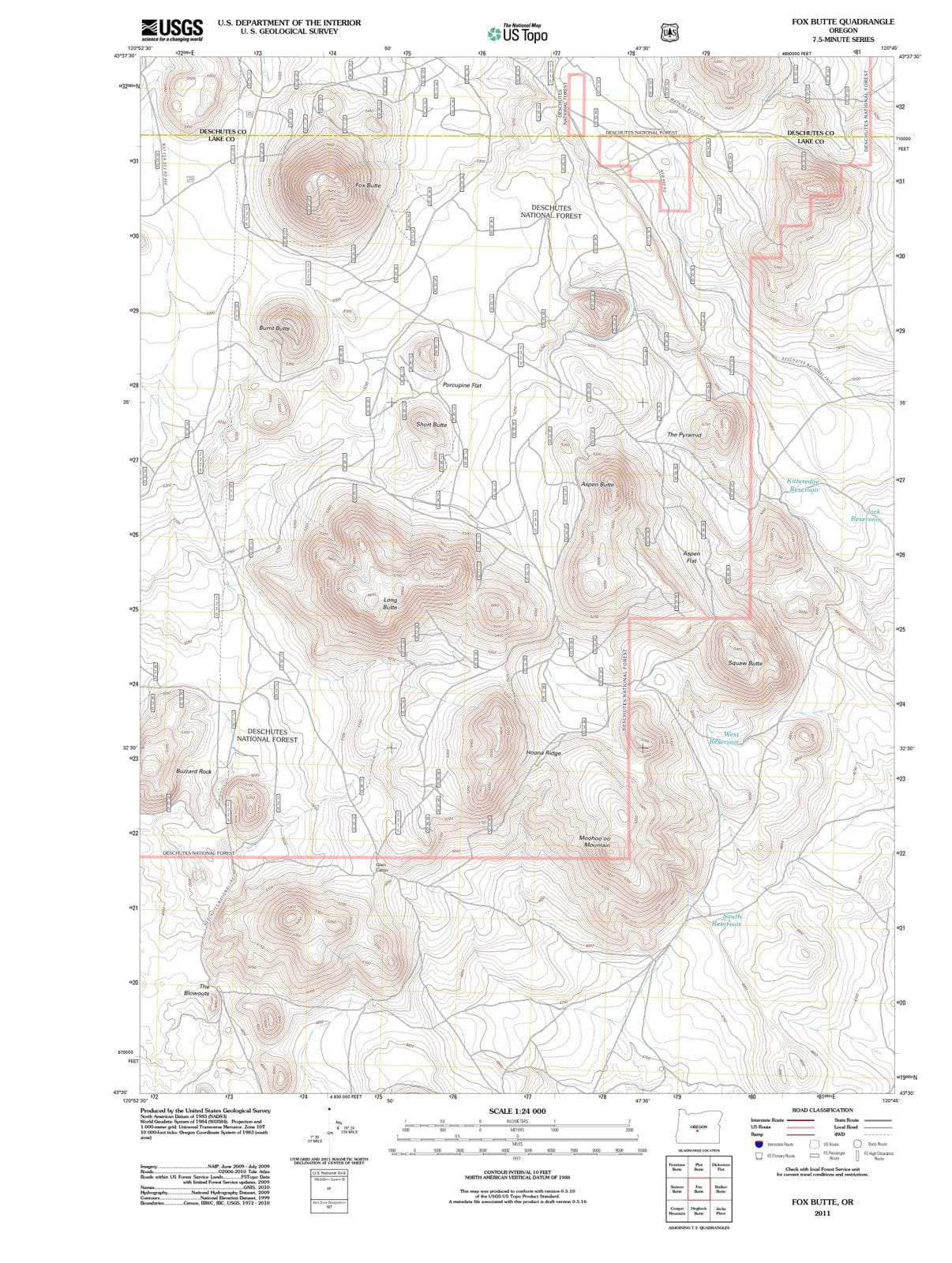 2011 Fox Butte, OR - Oregon - USGS Topographic Map