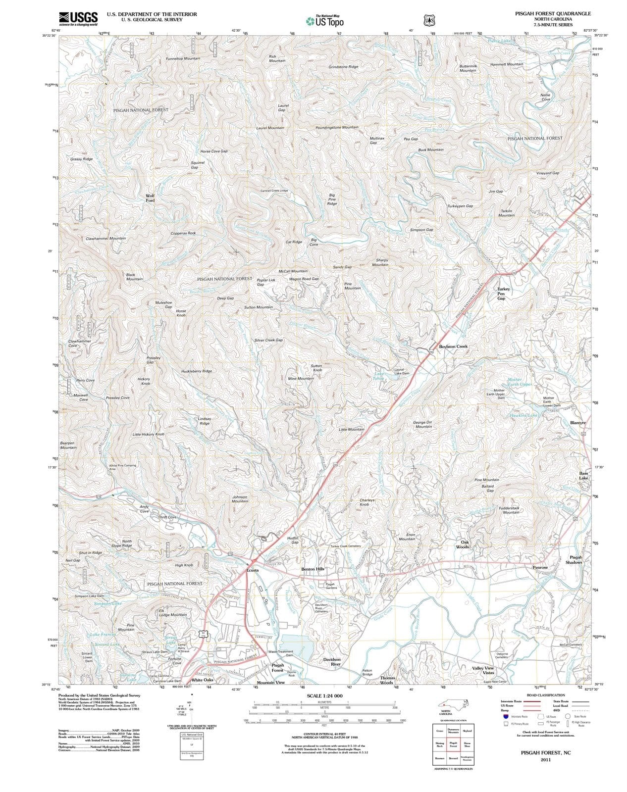 2011 Pisgah Forest, NC - North Carolina - USGS Topographic Map