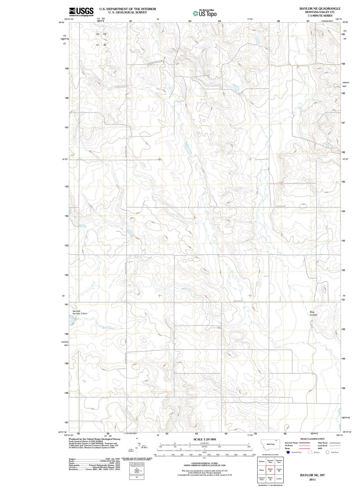 2011 Baylor, MT - Montana - USGS Topographic Map