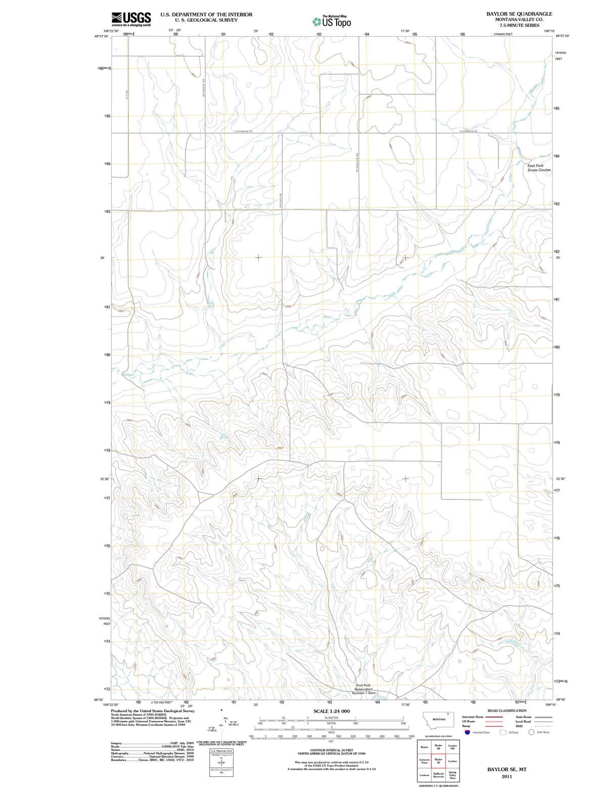 2011 Baylor, MT - Montana - USGS Topographic Map