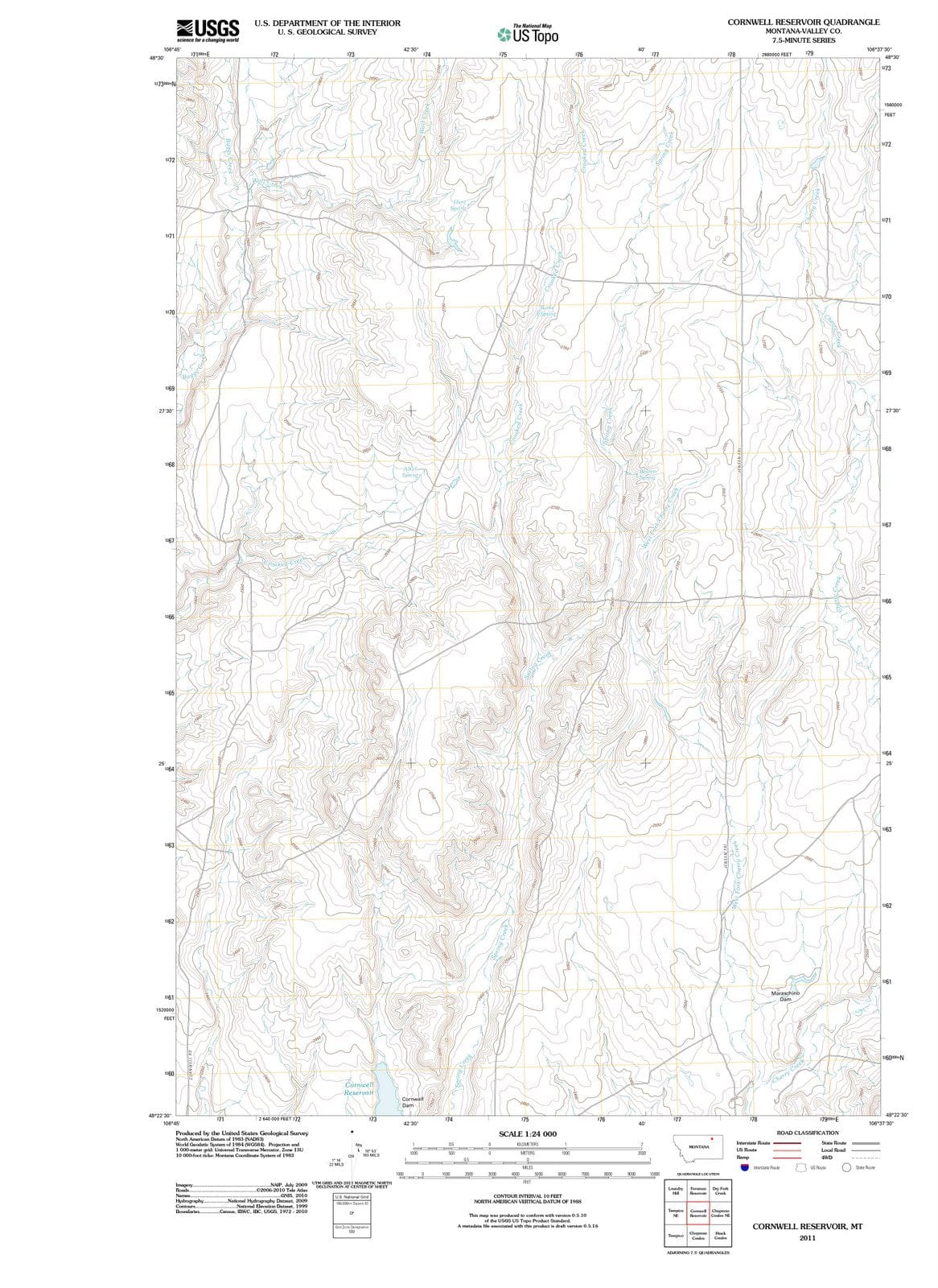 2011 Cornwell Reservoir, MT - Montana - USGS Topographic Map