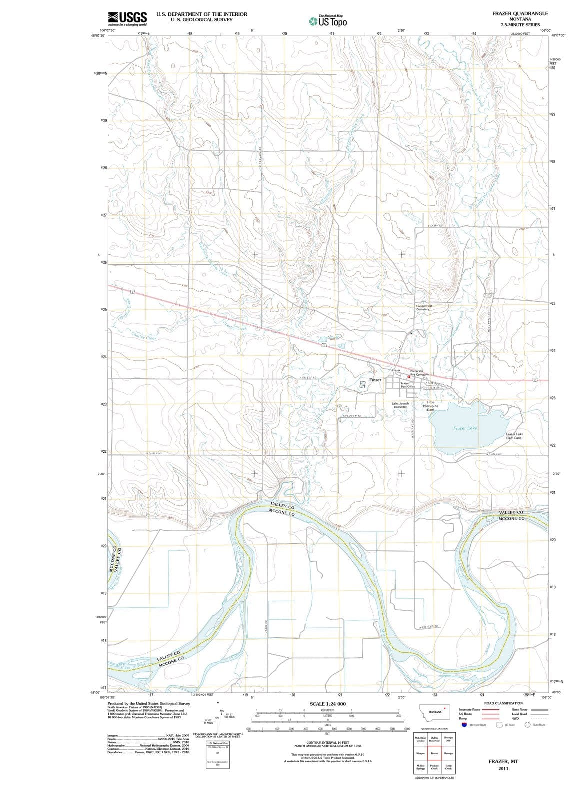 2011 Frazer, MT - Montana - USGS Topographic Map