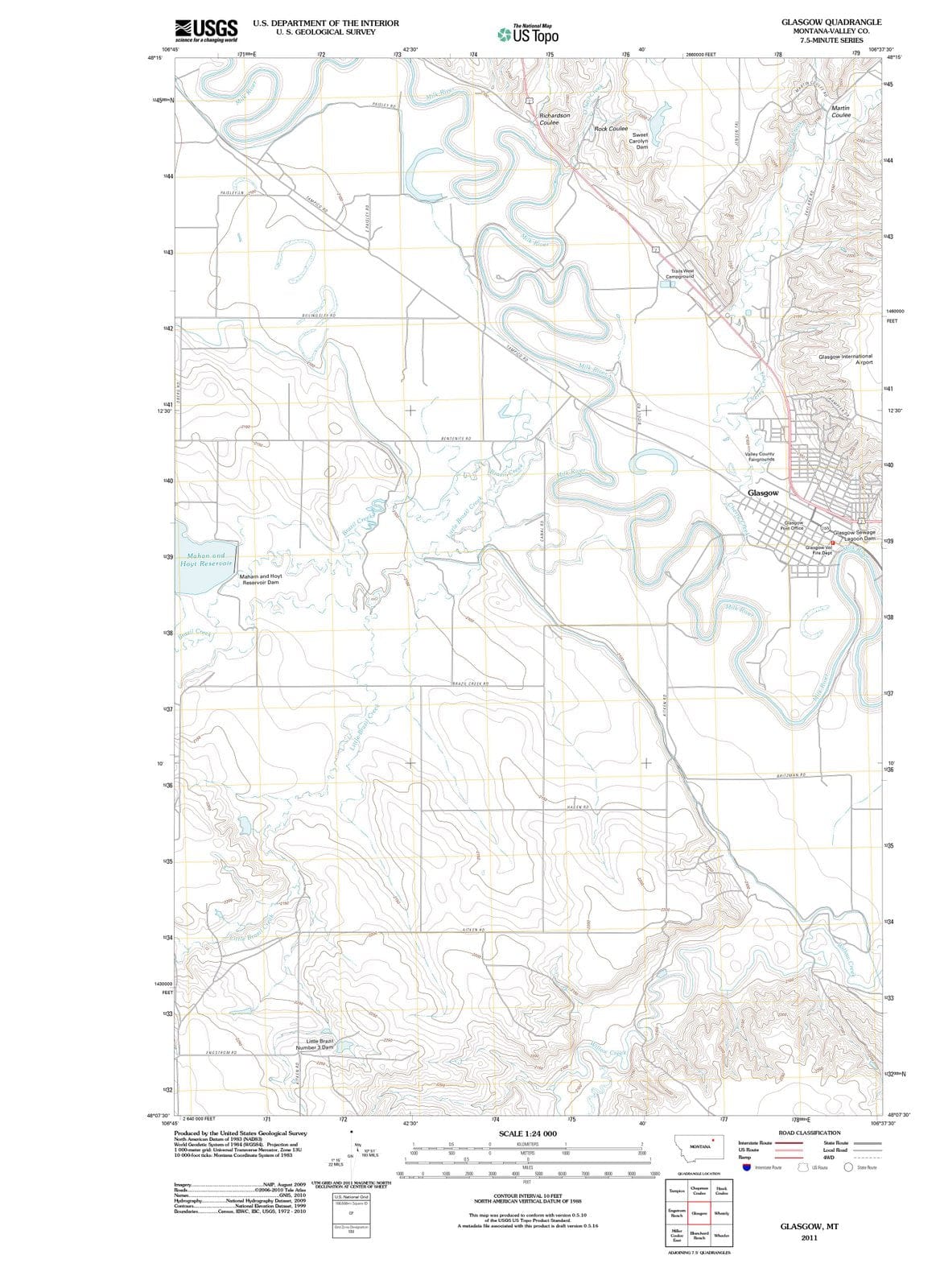 2011 Glasgow, MT - Montana - USGS Topographic Map