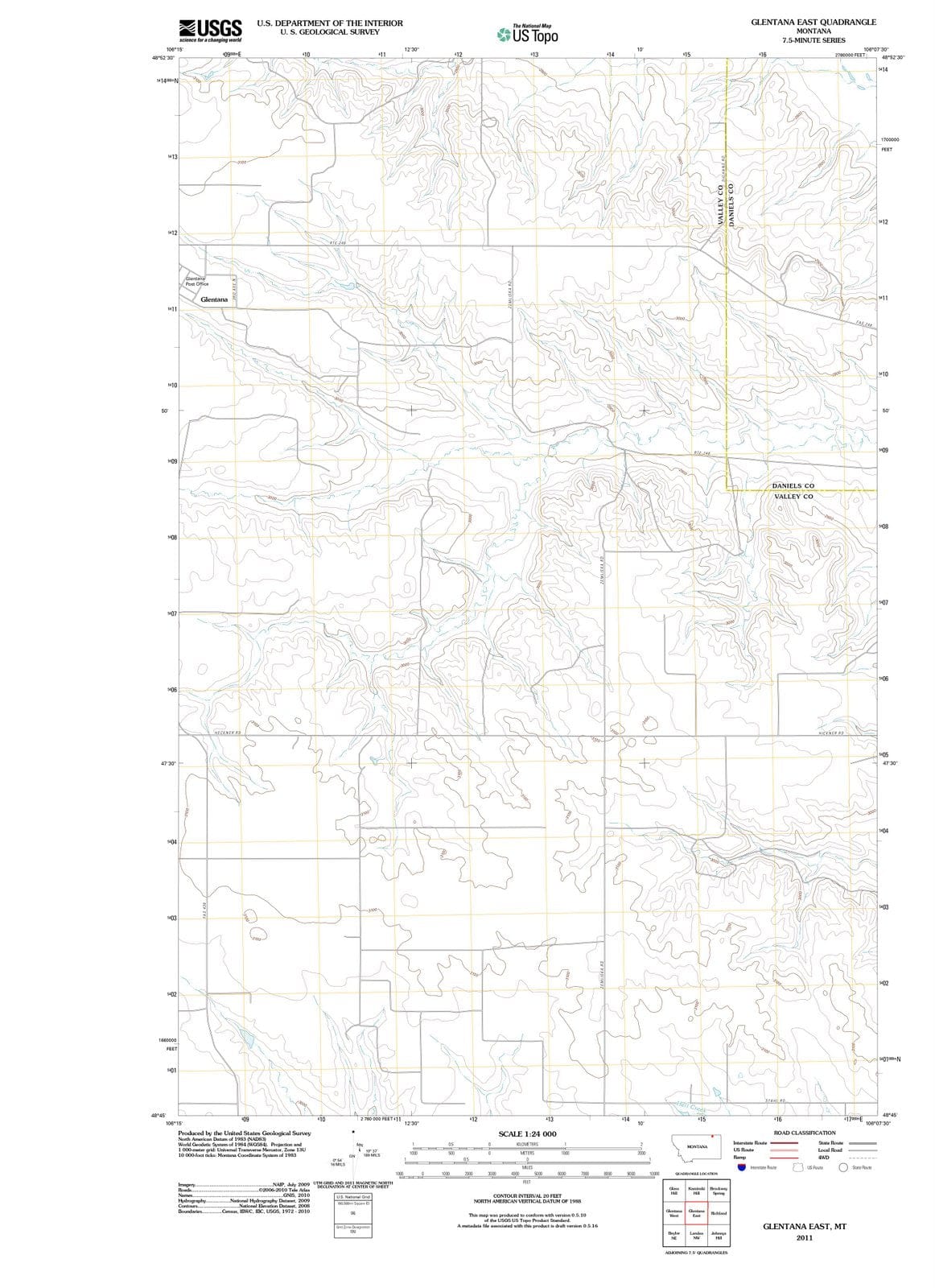 2011 Glentana East, MT - Montana - USGS Topographic Map