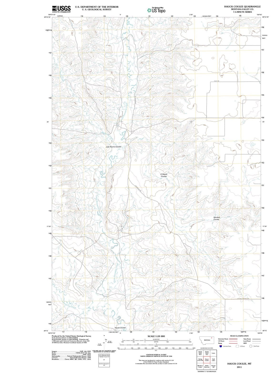 2011 Hauck Coulee, MT - Montana - USGS Topographic Map