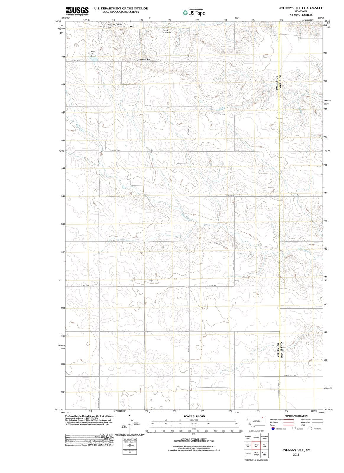 2011 Johnnys Hill, MT - Montana - USGS Topographic Map