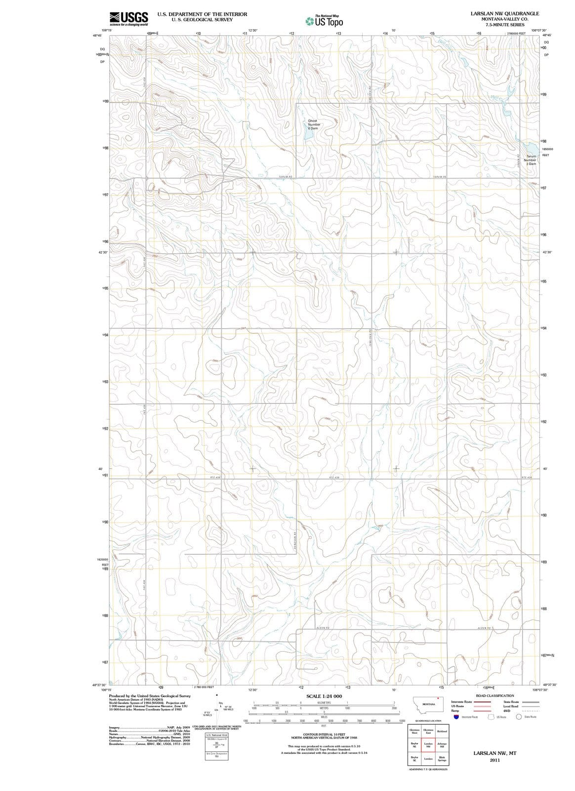 2011 Larslan, MT - Montana - USGS Topographic Map