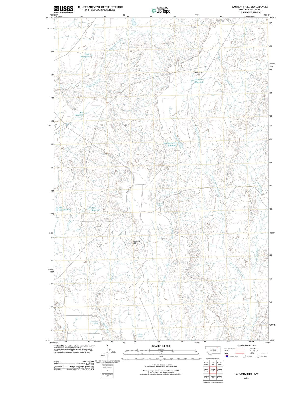 2011 Laundry Hill, MT - Montana - USGS Topographic Map