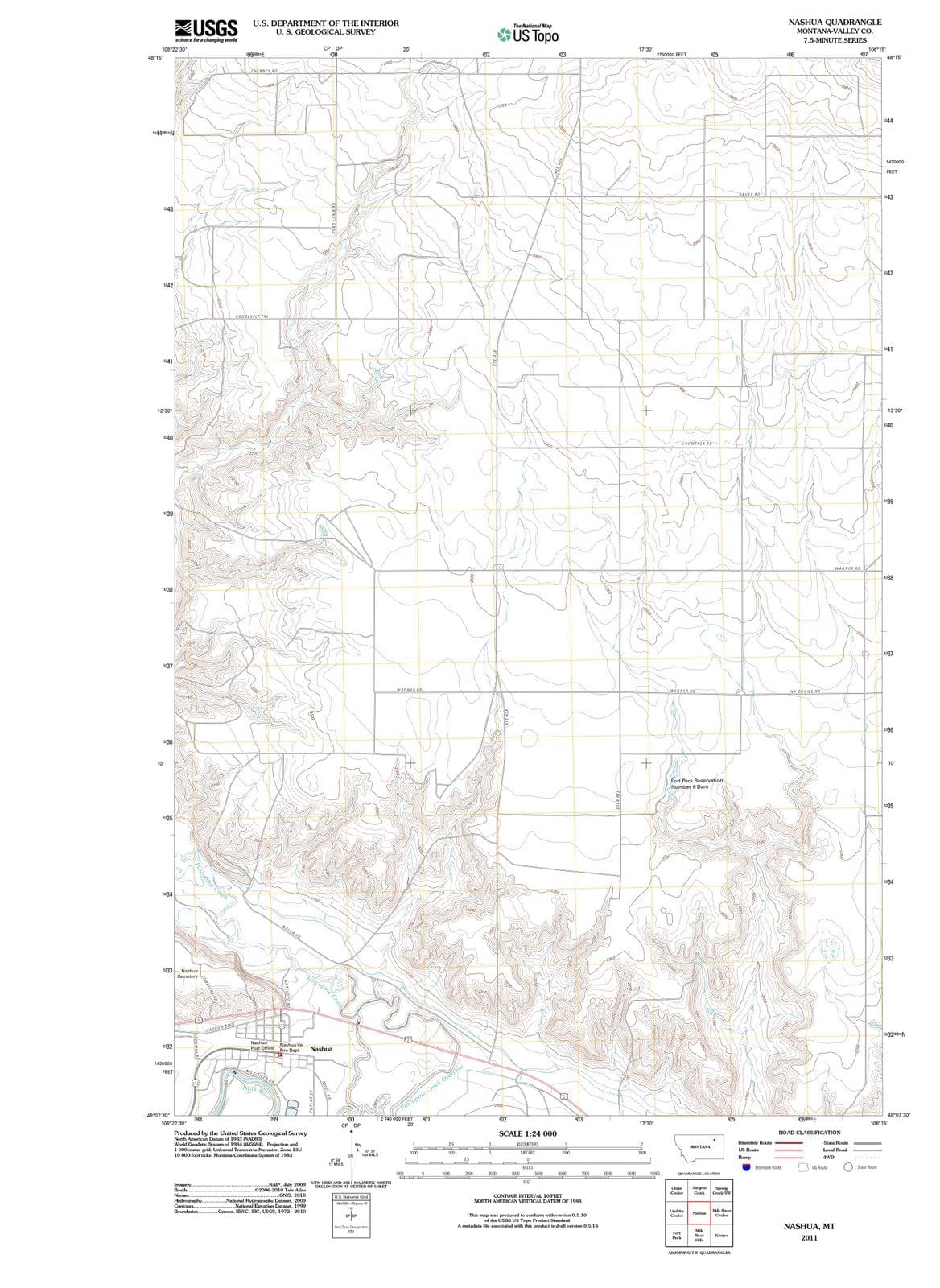 2011 Nashua, MT - Montana - USGS Topographic Map