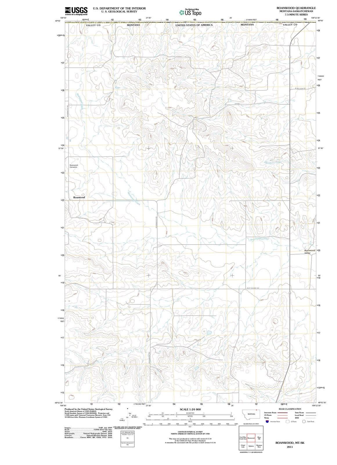 2011 Roanwood, MT - Montana - USGS Topographic Map