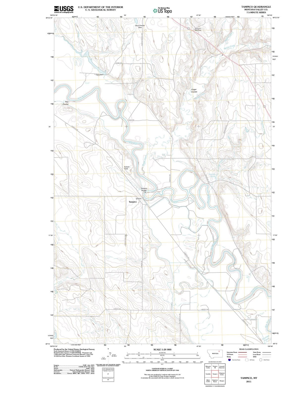 2011 Tampico, MT - Montana - USGS Topographic Map