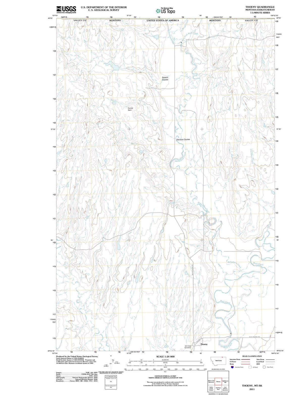 2011 Thoeny, MT - Montana - USGS Topographic Map