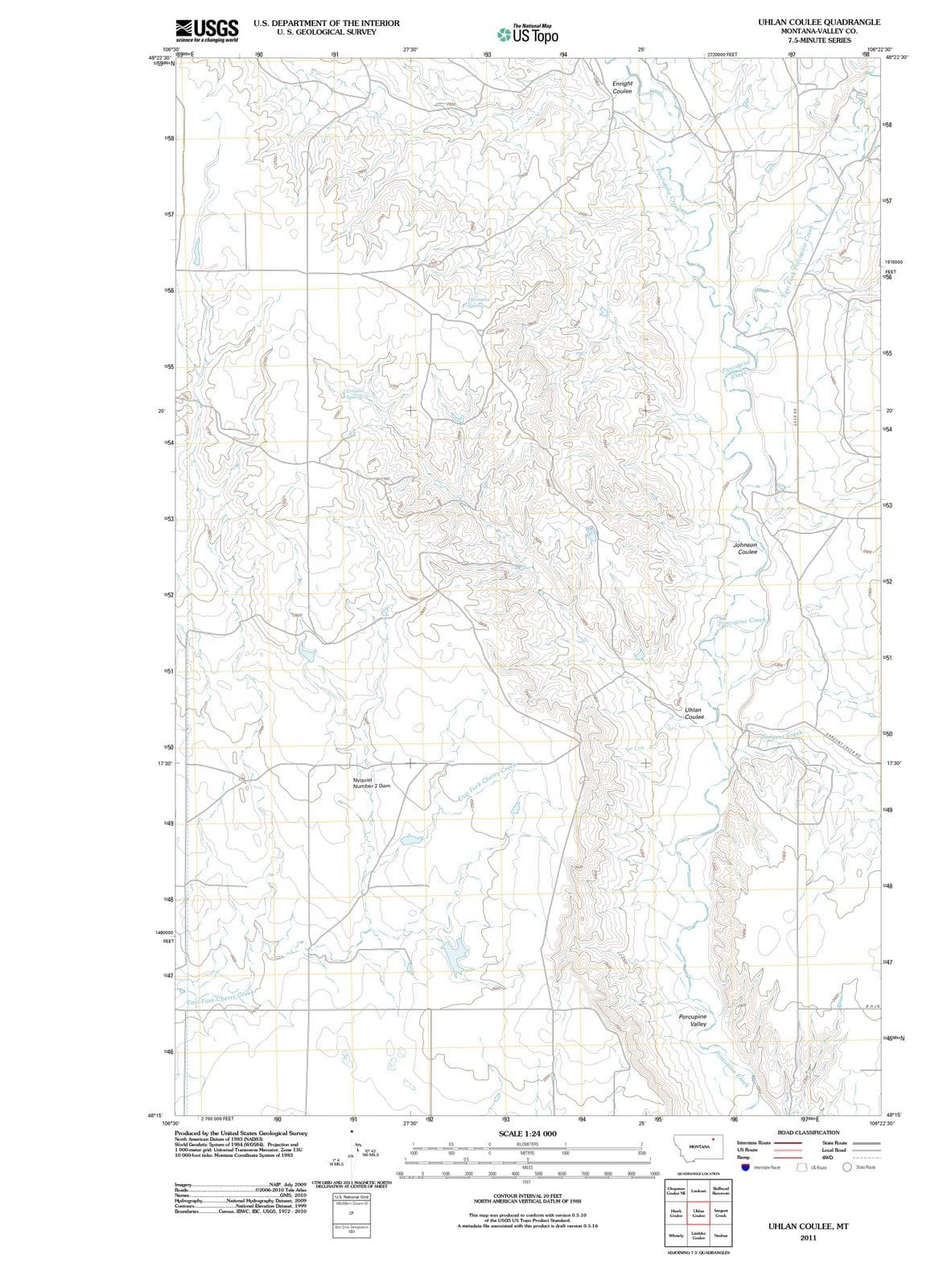 2011 Uhlan Coulee, MT - Montana - USGS Topographic Map
