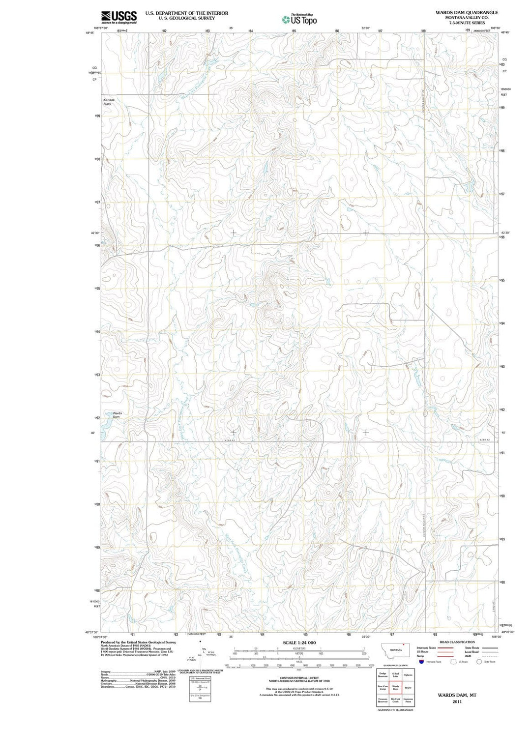 2011 Wardsam, MT - Montana - USGS Topographic Map
