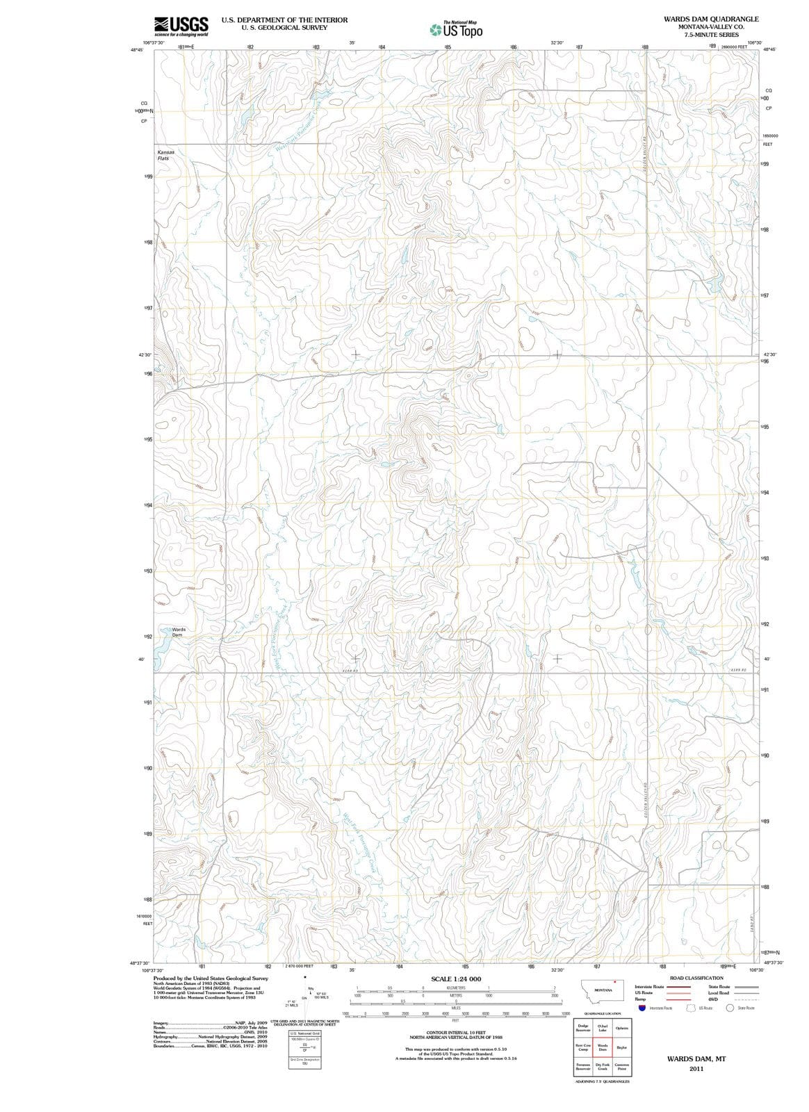 2011 Wardsam, MT - Montana - USGS Topographic Map