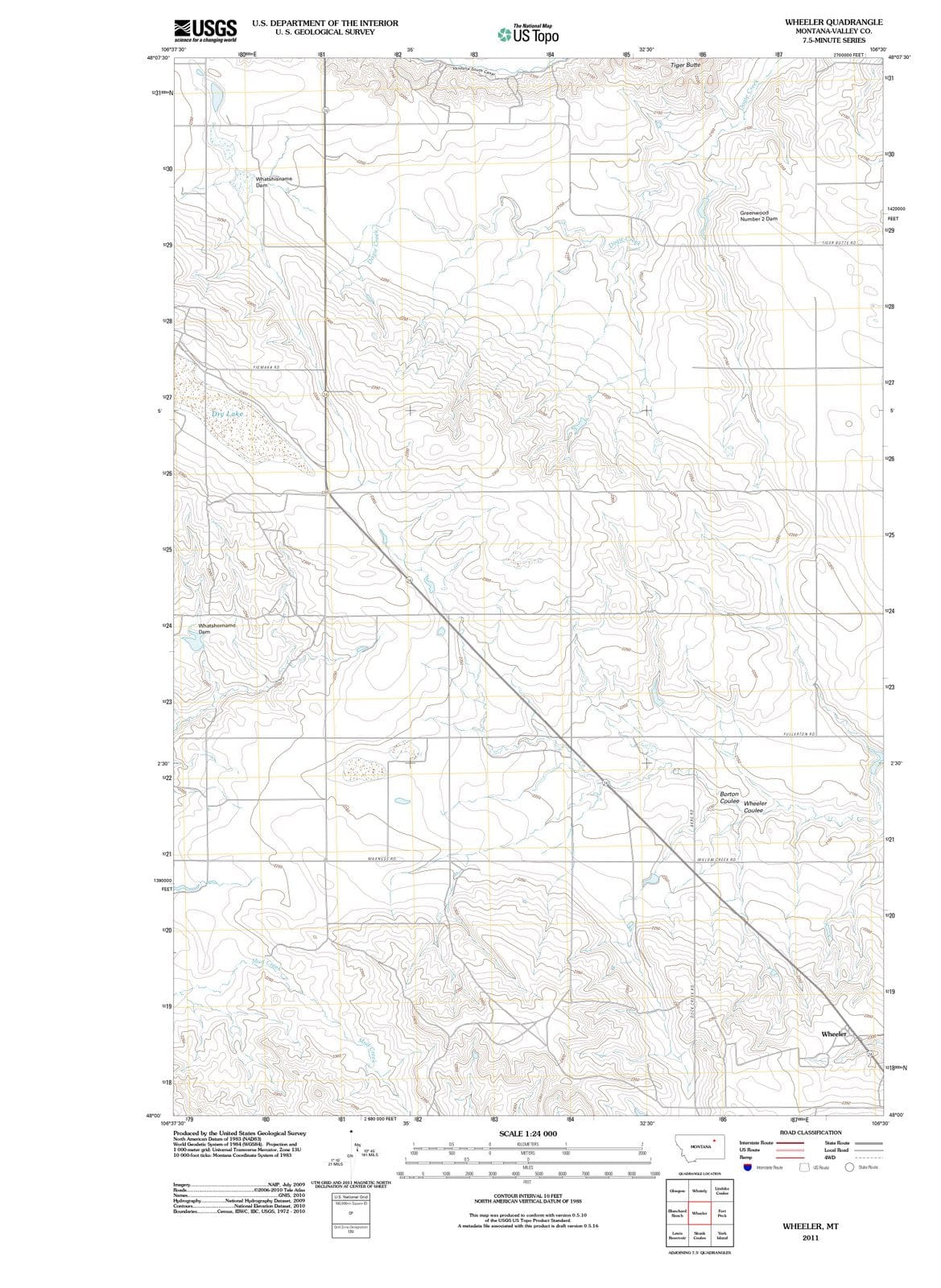 2011 Wheeler, MT - Montana - USGS Topographic Map