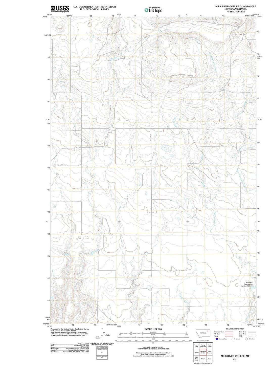 2011 Milk River Coulee, MT - Montana - USGS Topographic Map